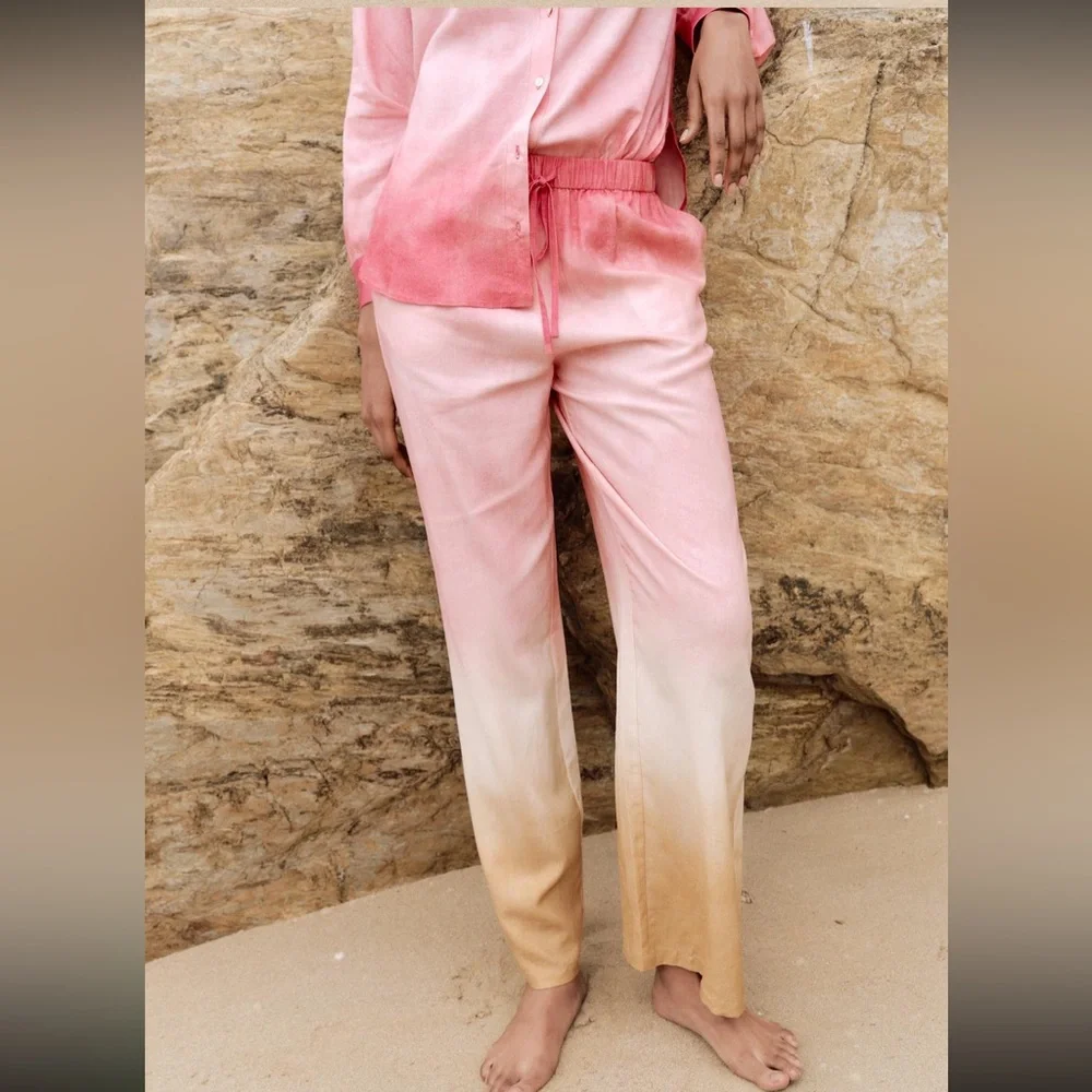 Zara tie dye pants with linen, gradient